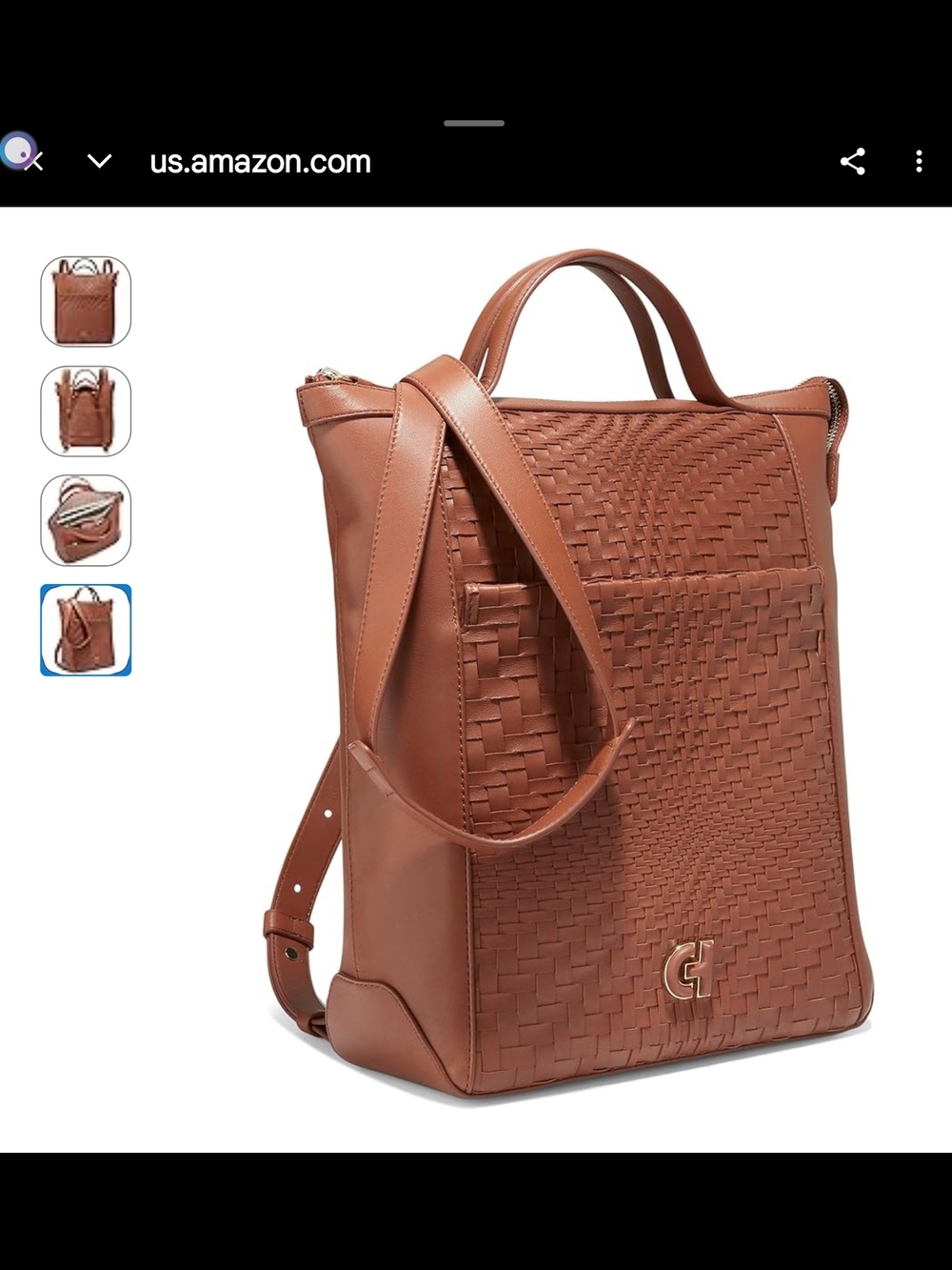 Cole Haan Woven Convertible Leather Tote in Brown